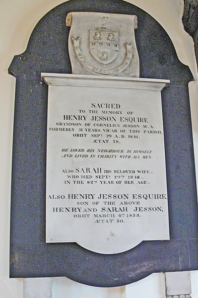 Monument to Henry Jesson - Trysull church.
